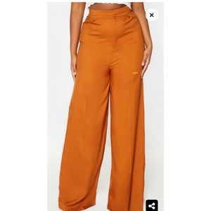 Woven Pleat Detail Waistband Wide Leg Trouser US16